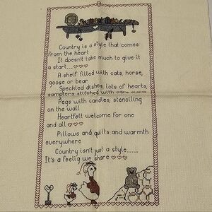 Cross Stitch Finished Picture Country Style - Folk Art Ready to Frame 20" x 15"